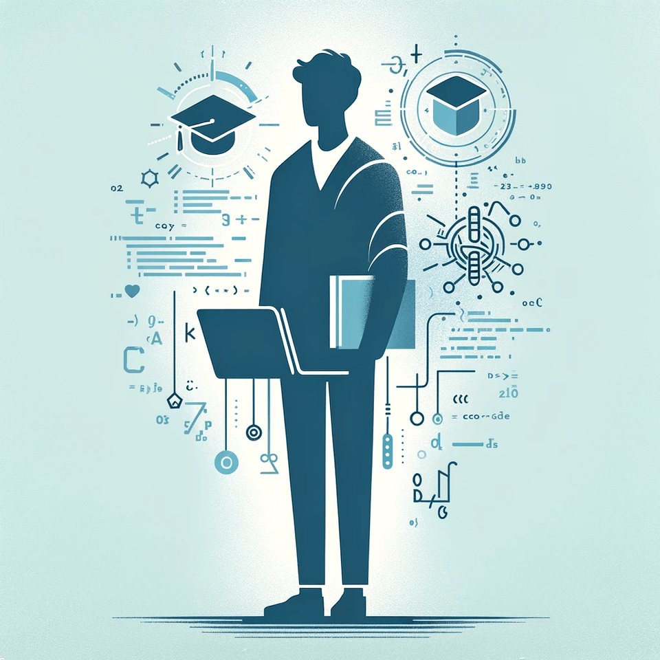 DALL·E 2023-12-07 03.41.15 - A minimalist and abstract representation of a university computer science student. The image features a simplified human figure, depicted in a stylize